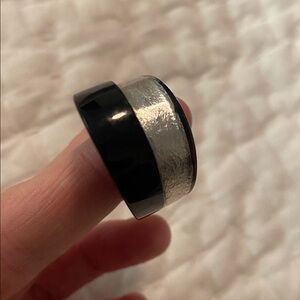 Silver and black resin ziska ring